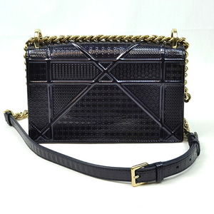Dior ama Shoulder  Chain Calfskin Christian Metallic Bag Blue Dark